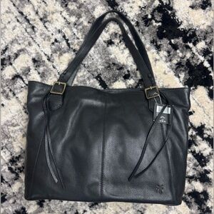 FRYE Caelan Black Leather Tote Bag Fringe- NWT